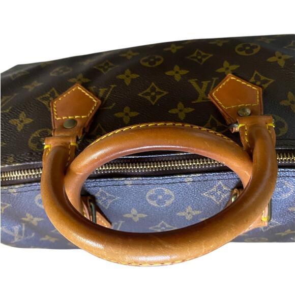 Louis Vuitton Speedy 30 Handbag LV Monogram Canvas Brown Tan Vintage Designer - Picture 14 of 16